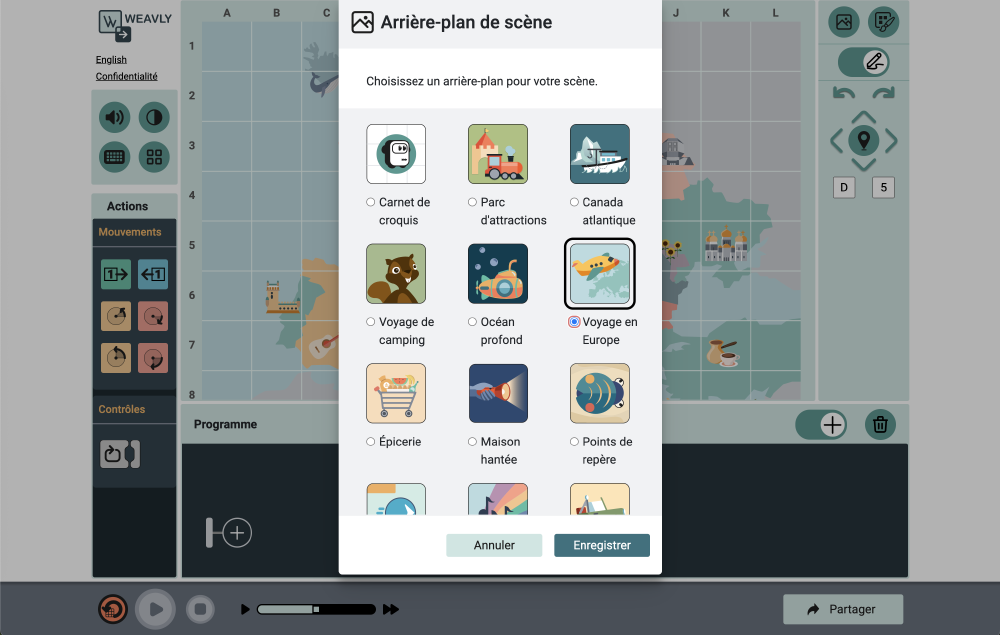 A screenshot of Weavly in French language.