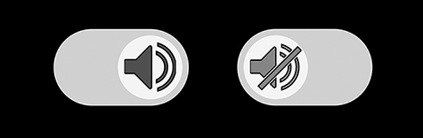Audible feedback toggle icons showing enabled and disabled states