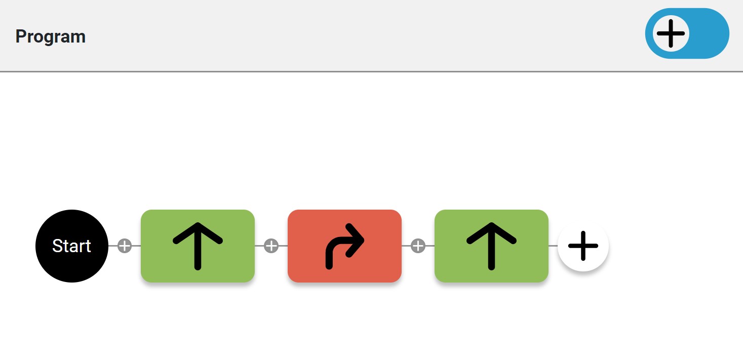 User interface showing small grey Add icons and an enabled toggle switch